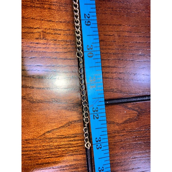 Green Teardrop Pendant Tassels Gold-Tone Chain Necklace! - Picture 9 of 10